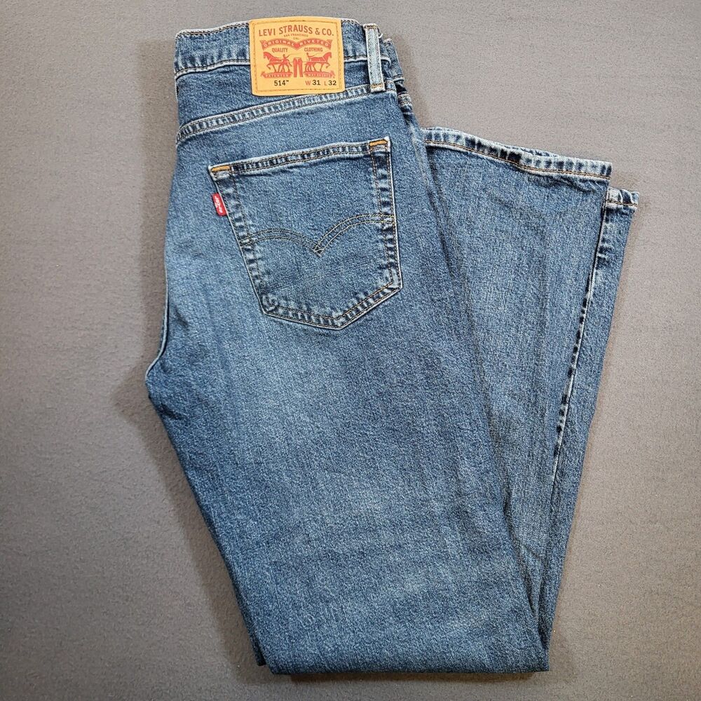 Levis 514 Jeans Mens 31x32 (Fits 30x31) Blue Medium Wash Straight Denim Stretch